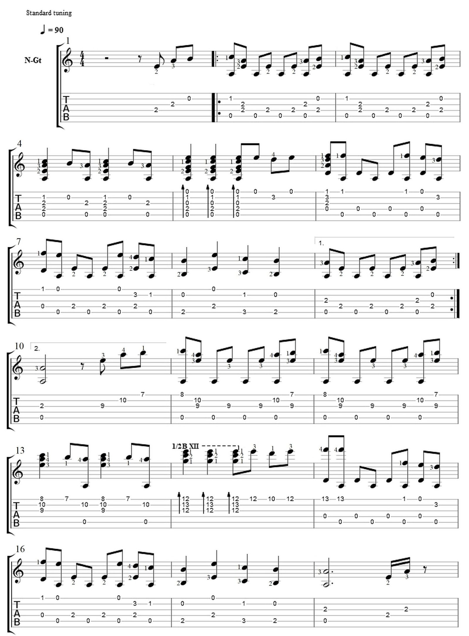 Standard notation and guitar tablature inside the songbook