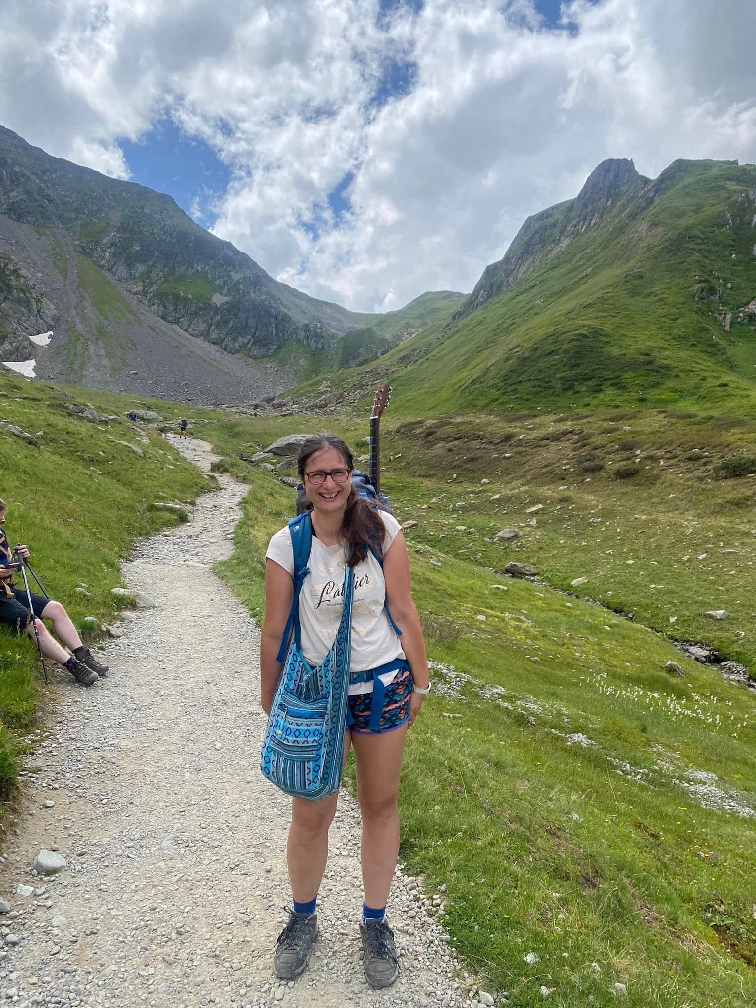 Edina hiking in the mountains